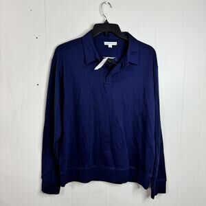 And Now This Mens Long Sleeve Polo Shirt Size Medium Blue Pullover‎ Collared New